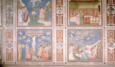 Vista dei registri inferiori e medi della parete nord, c.1305 (dettaglio) da Giotto di Bondone